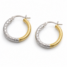 14ct Yellow & White Gold Two-Tone Hoop Earrings 15mm