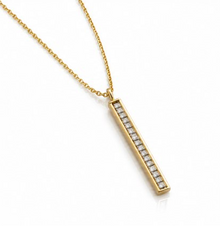9ct Yellow Gold Glitter Bar Pendant Necklace