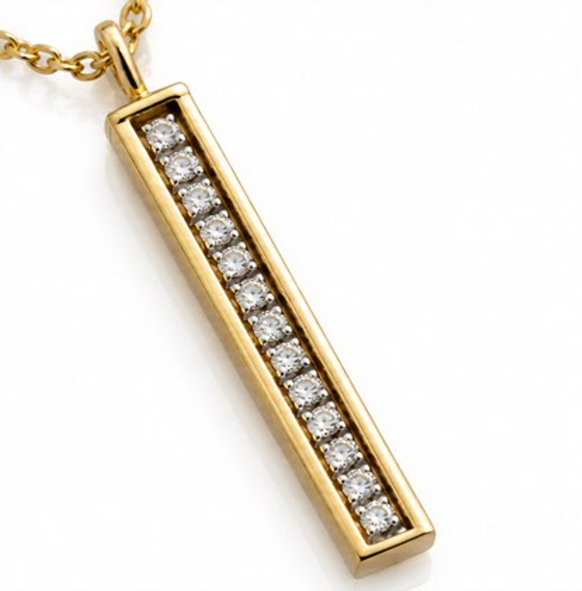 9ct Yellow Gold Glitter Bar Pendant Necklace
