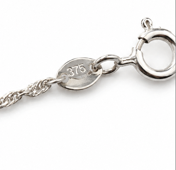 9ct White Gold Diamond-Cut Curb Chain 16"-20"