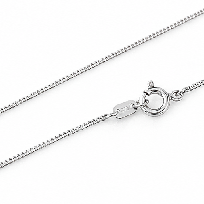 9ct White Gold Diamond-Cut Curb Chain