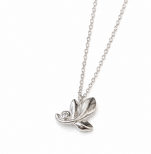 Sterling Silver Leaf Necklace With Natural Diamond