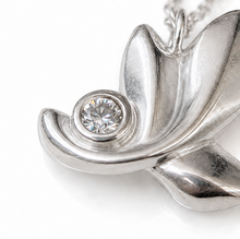 Sterling Silver Leaf Necklace With Natural Diamond