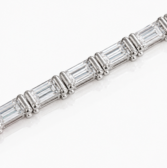 Diamonfire Sterling Silver Baguette Cut Zirconia Tennis Bracelet