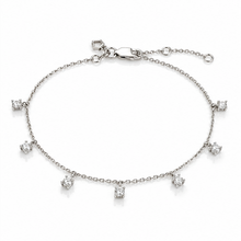 Diamonfire Sterling Silver Four Claw Set Zirconia Station Bracelet