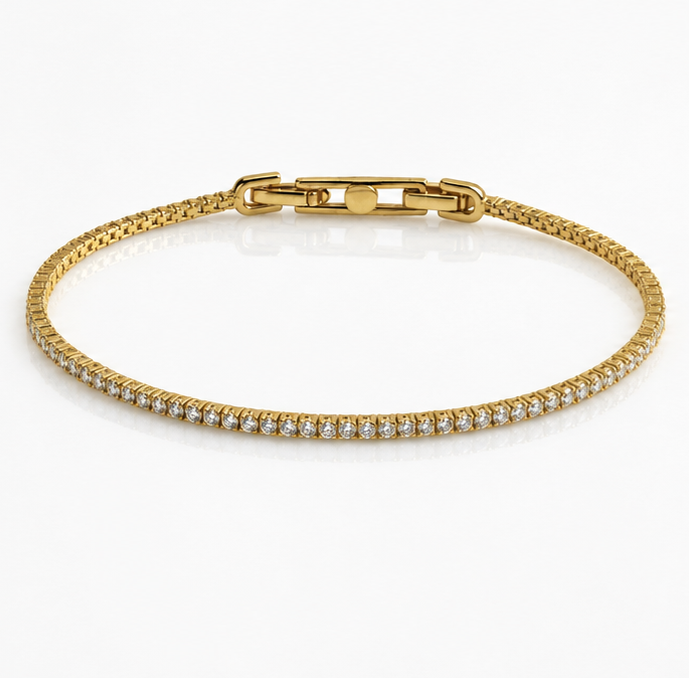 Diamonfire Yellow Gold Plated Sterling Silver Round Cut Zirconia Tennis Bracelet