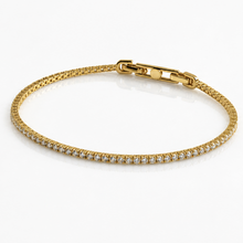 Diamonfire Yellow Gold Plated Sterling Silver Round Cut Zirconia Tennis Bracelet