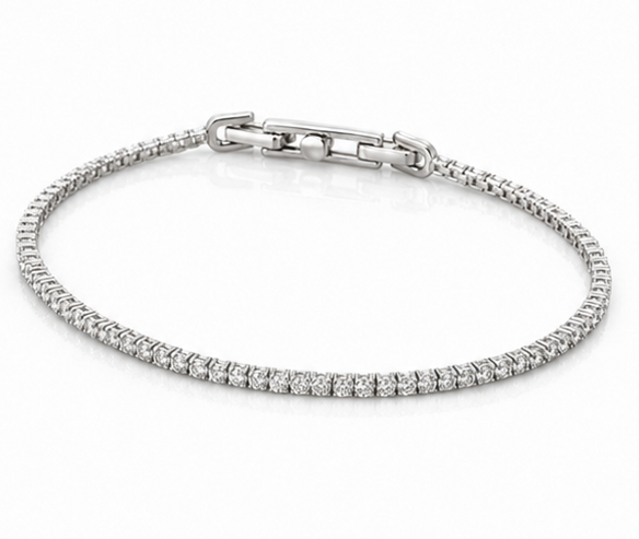 Diamonfire Sterling Silver Round Cut Zirconia Tennis Bracelet