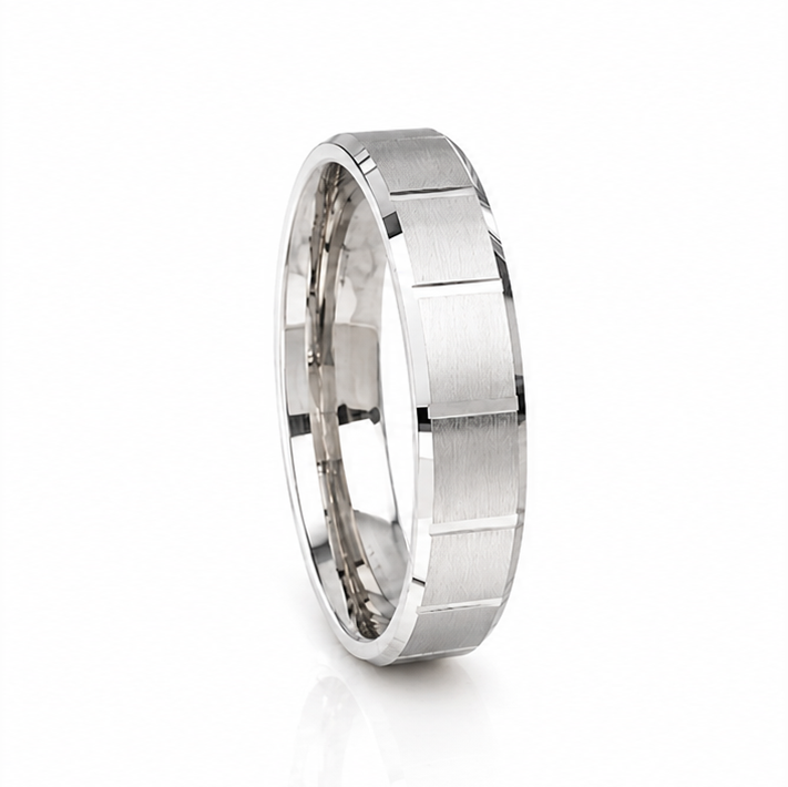 925 Sterling Silver Brushed Detail Men’s Band Ring