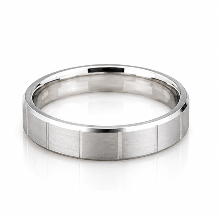 925 Sterling Silver Brushed Detail Men’s Band Ring