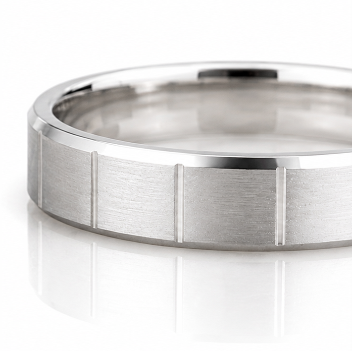 925 Sterling Silver Brushed Detail Men’s Band Ring