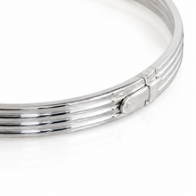 Sterling Silver Ridged Hinged Bangle