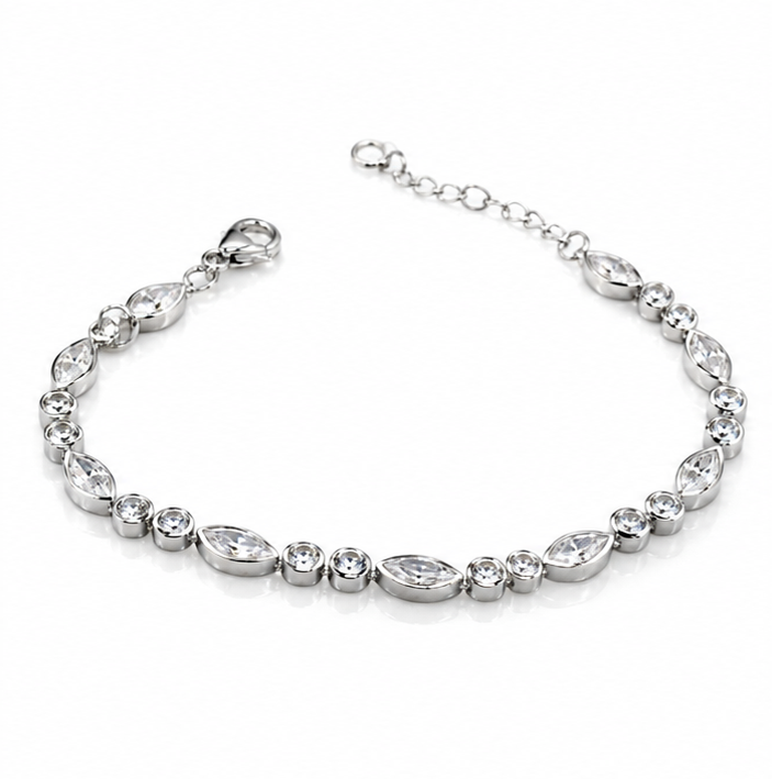 Sterling Silver Marquise Cubic Zirconia Bracelet