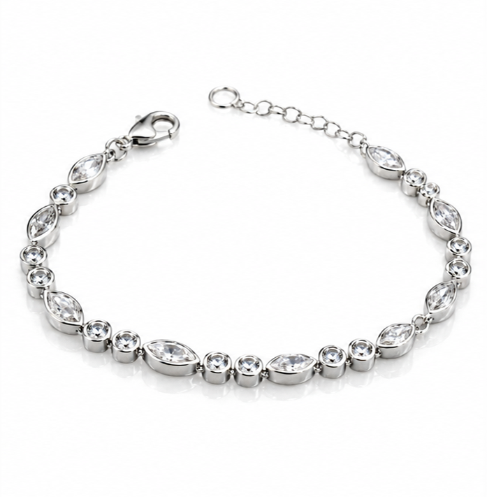 Sterling Silver Marquise Cubic Zirconia Bracelet