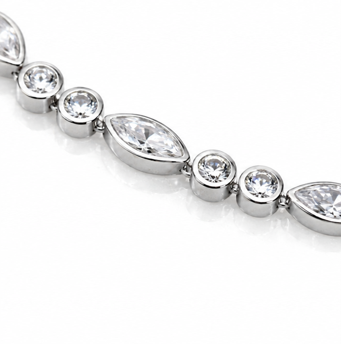 Sterling Silver Marquise Cubic Zirconia Bracelet