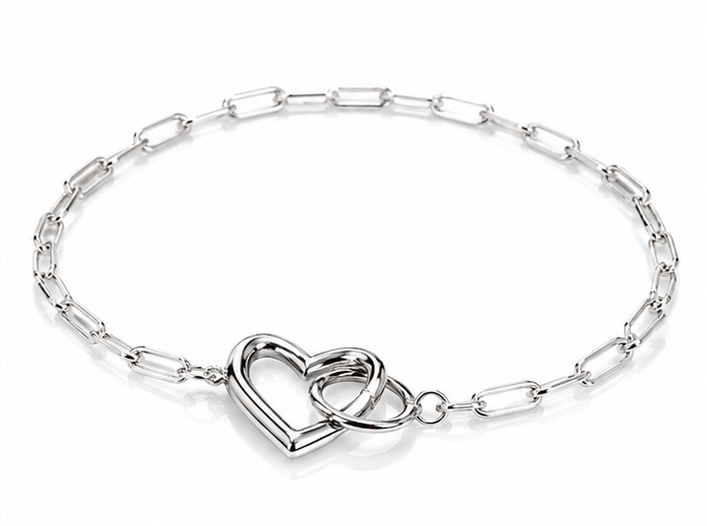 Sterling Silver Heart Connection Chain Bracelet