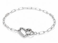 Sterling Silver Heart Connection Chain Bracelet
