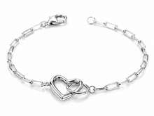 Sterling Silver Heart Connection Chain Bracelet