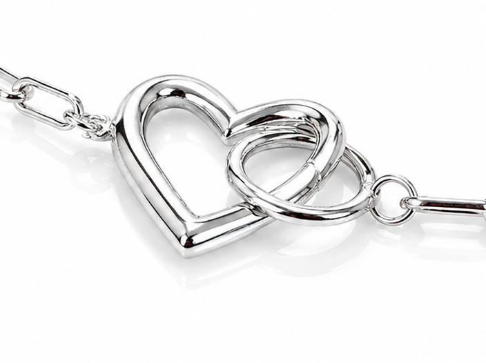 Sterling Silver Heart Connection Chain Bracelet