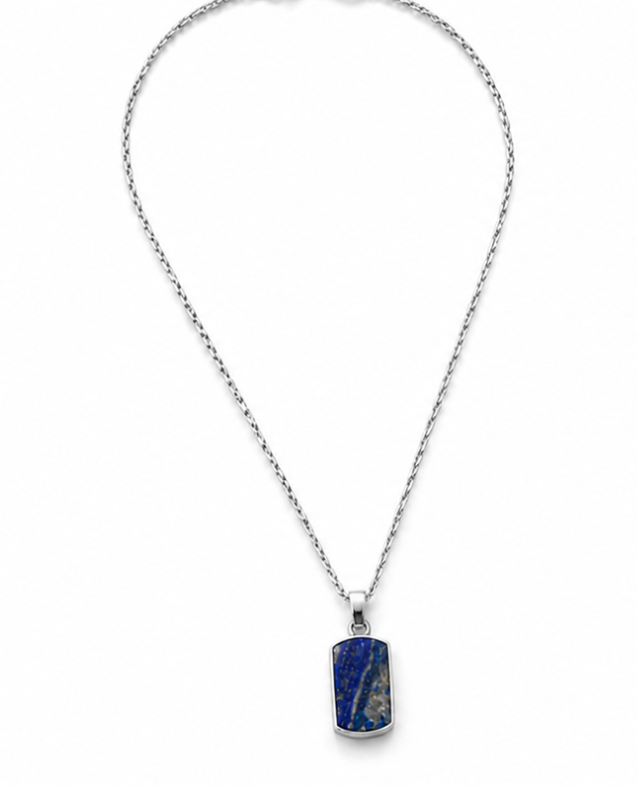 Fred Bennett Stainless Steel Lapis Lazuli Dog Tag Pendant
