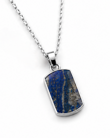 Fred Bennett Stainless Steel Lapis Lazuli Dog Tag Pendant