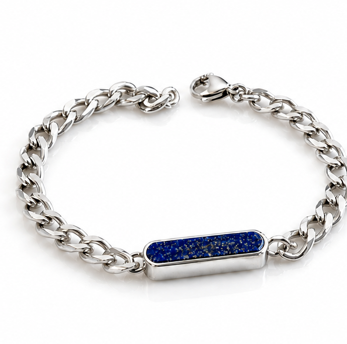 Fred Bennett Stainless Steel Lapis Bar Bracelet