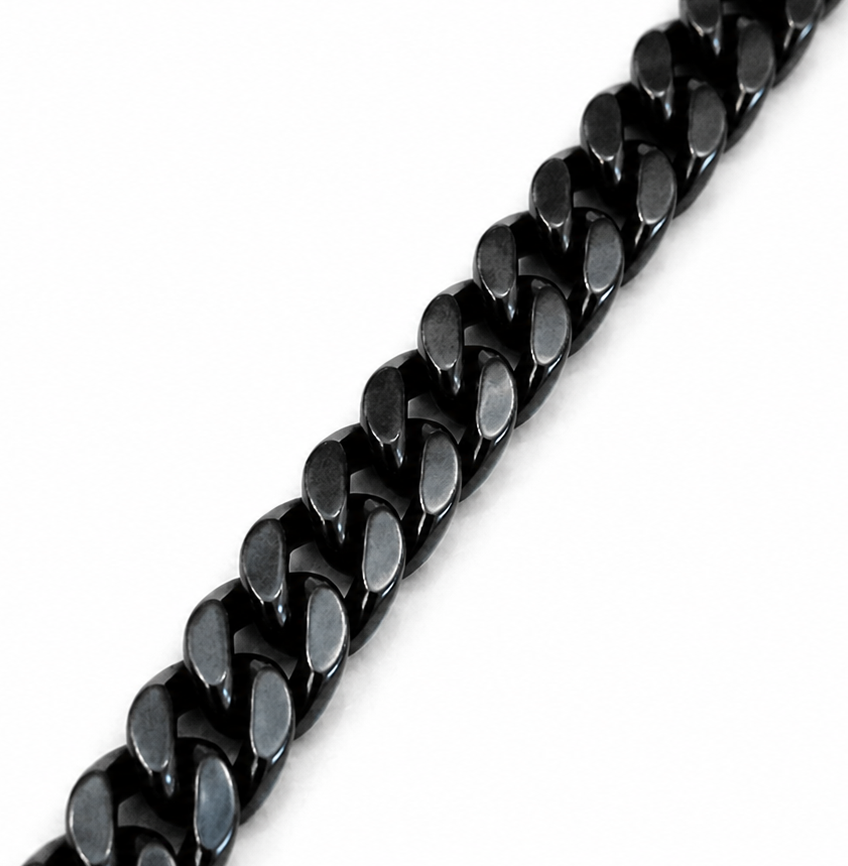 Fred Bennett Black Brushed Stainless Steel Curb Chain Necklace