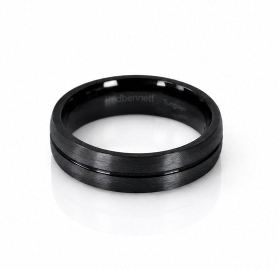 Fred Bennett Black Stripe Tungsten Ring