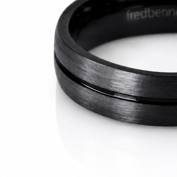 Fred Bennett Black Stripe Tungsten Ring