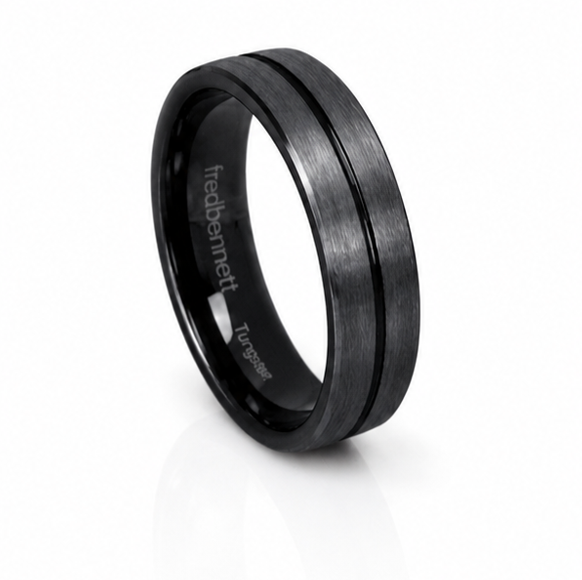 Fred Bennett Black Stripe Tungsten Ring