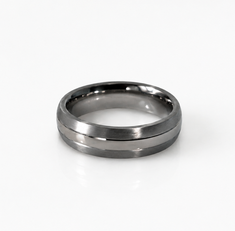 Fred Bennett Brushed & Polished Stainless Steel Band Ring