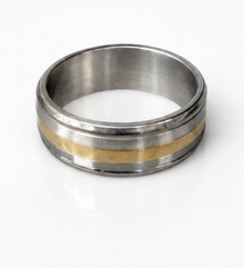Fred Bennett Stainless Steel & Gold Tone Spinner Ring