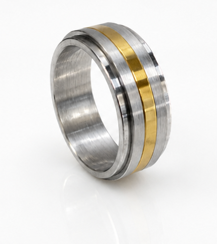 Fred Bennett Stainless Steel & Gold Tone Spinner Ring