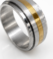 Fred Bennett Stainless Steel & Gold Tone Spinner Ring