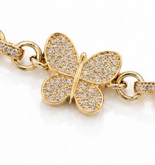 9ct Yellow Gold CZ Butterfly Belcher Baby Bracelet