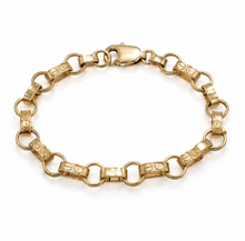 9ct Yellow Gold Engraved & Plain Belcher Bracelet – 6.5