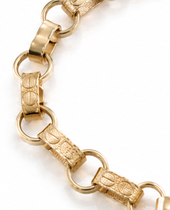 9ct Yellow Gold Engraved & Plain Belcher Bracelet – 6.5