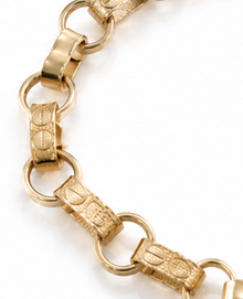 9ct Yellow Gold Engraved & Plain Belcher Bracelet – 6.5