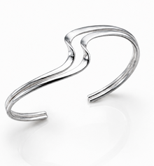 Sterling Silver Double Wave Cuff Bangle