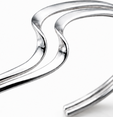 Sterling Silver Double Wave Cuff Bangle
