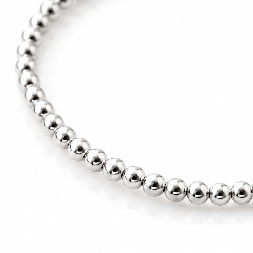Sterling Silver Polished Ball Adjustable Bracelet