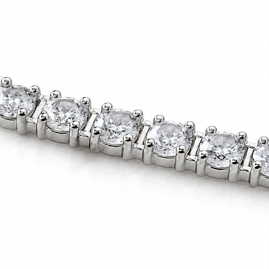 925 Sterling Silver Adjustable Cubic Zirconia Tennis Bracelet