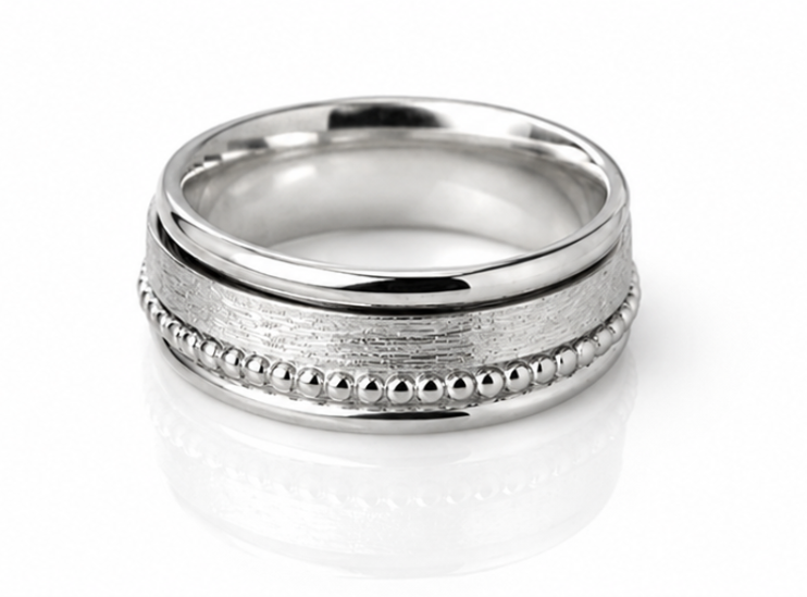 Sterling Silver Multi Texture Spinner Ring