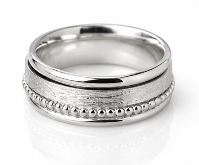 Sterling Silver Multi Texture Spinner Ring