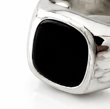 Sterling Silver Black Natural Onyx Signet Ring