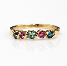 9ct Yellow Gold Multi-Gemstone Twist Ring