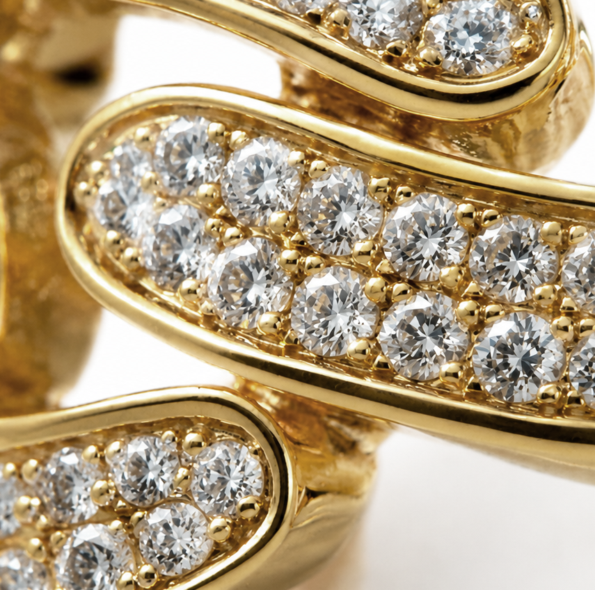 9ct Yellow Gold Interwoven CZ Men’s Ring – Bold Statement Design