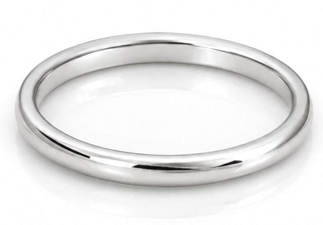 9ct White Gold 4mm Court Men’s Ring – Classic Polished Band
