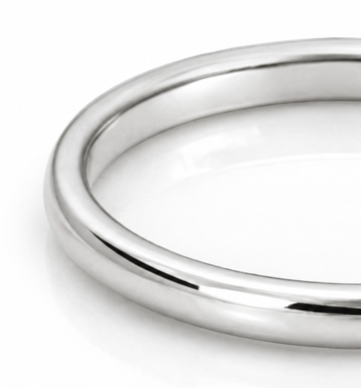 9ct White Gold 4mm Court Men’s Ring – Classic Polished Band