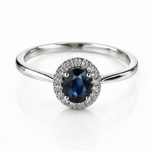 9ct White Gold Blue Sapphire & Diamond Cluster Ring